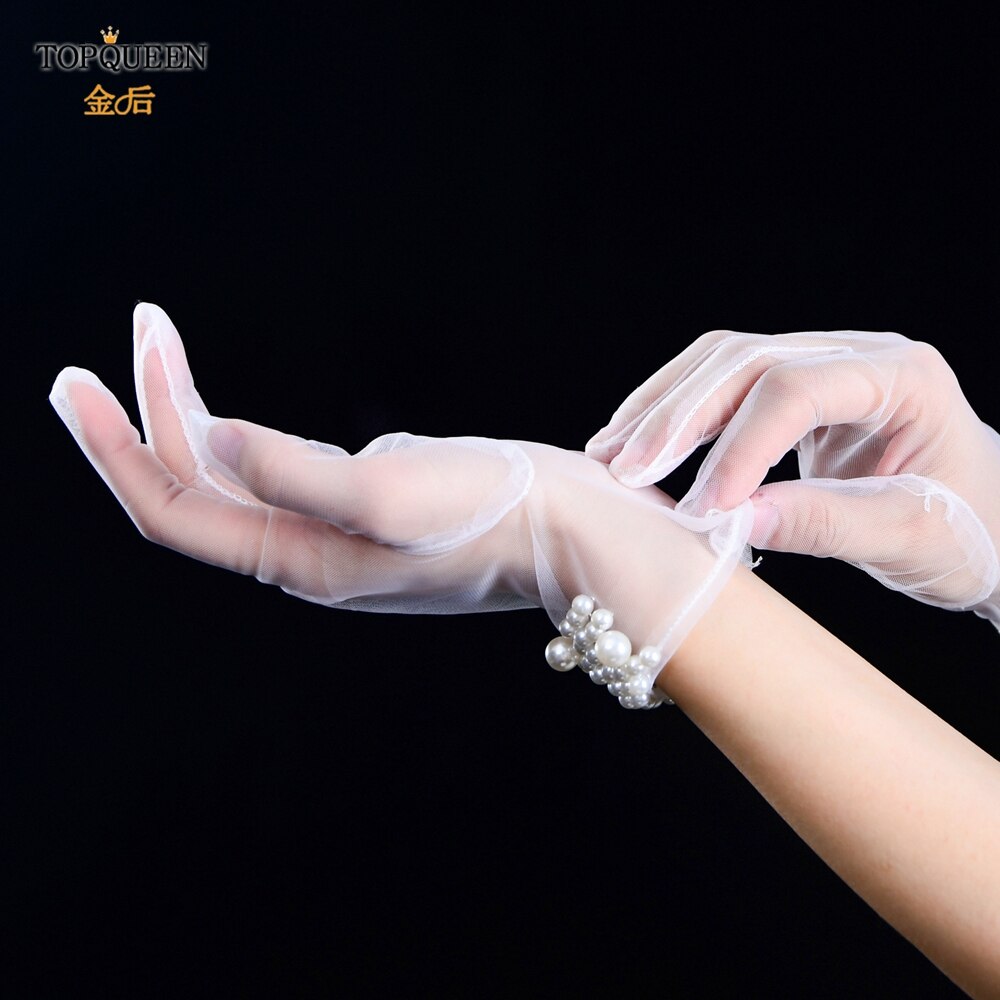 TOPQUEEN M01 Girls Wedding Gloves Pearl Princess Party Supplies Performance Women Lady Bride Prom Jewelry Bridal Glove