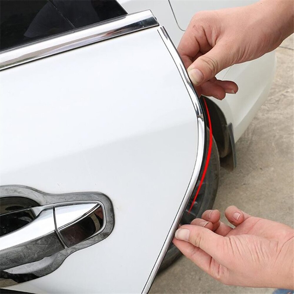 6m krom støbning trim strip bil dør kant ridsebeskytter protector cover strip rull krom molding trim strip