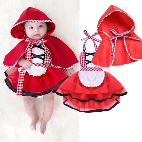 Boiiwant Leuke 2 Stuks Kerst Pasgeboren Baby Meisje Tule Jurk Roodkapje Set Kant Fancy Dress + Cape mantel Outfit Kleding