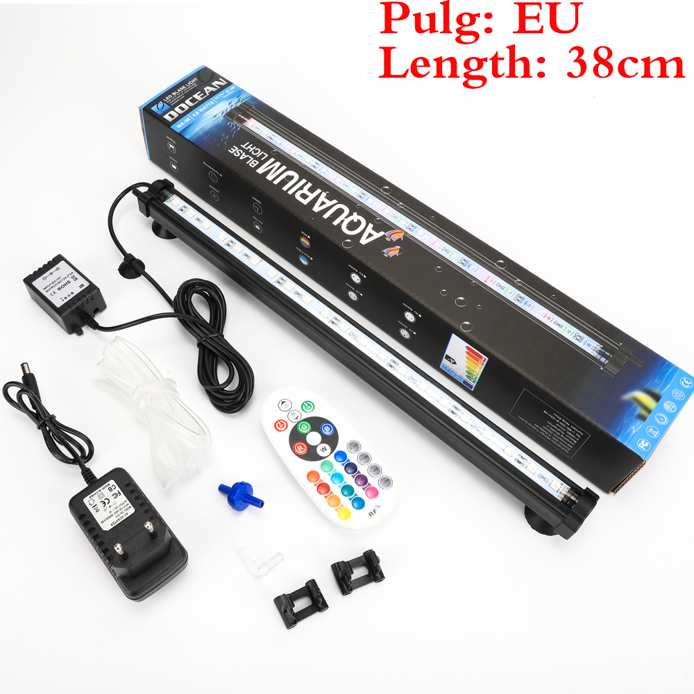 EU/US Plug 18-48CM 5050 RGB LED Aquarium Air Bubble Light Fish Tank Bar light Aquatic Submersible Lamp Waterproof RF Controller: EU Plug 38CM