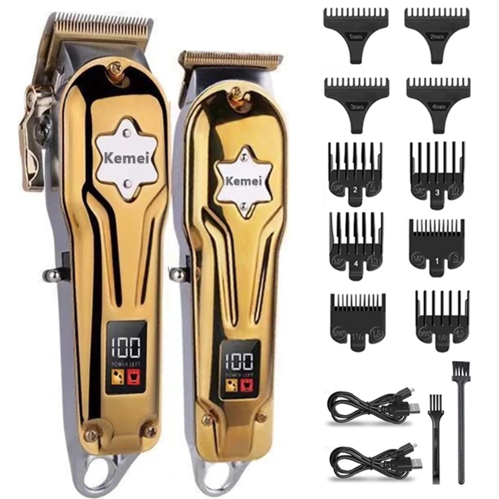 Original Full Metal Barber Shop Set Hair Clipper Men Electric Beard Hair Trimmer Rechargeable Haircut Machine