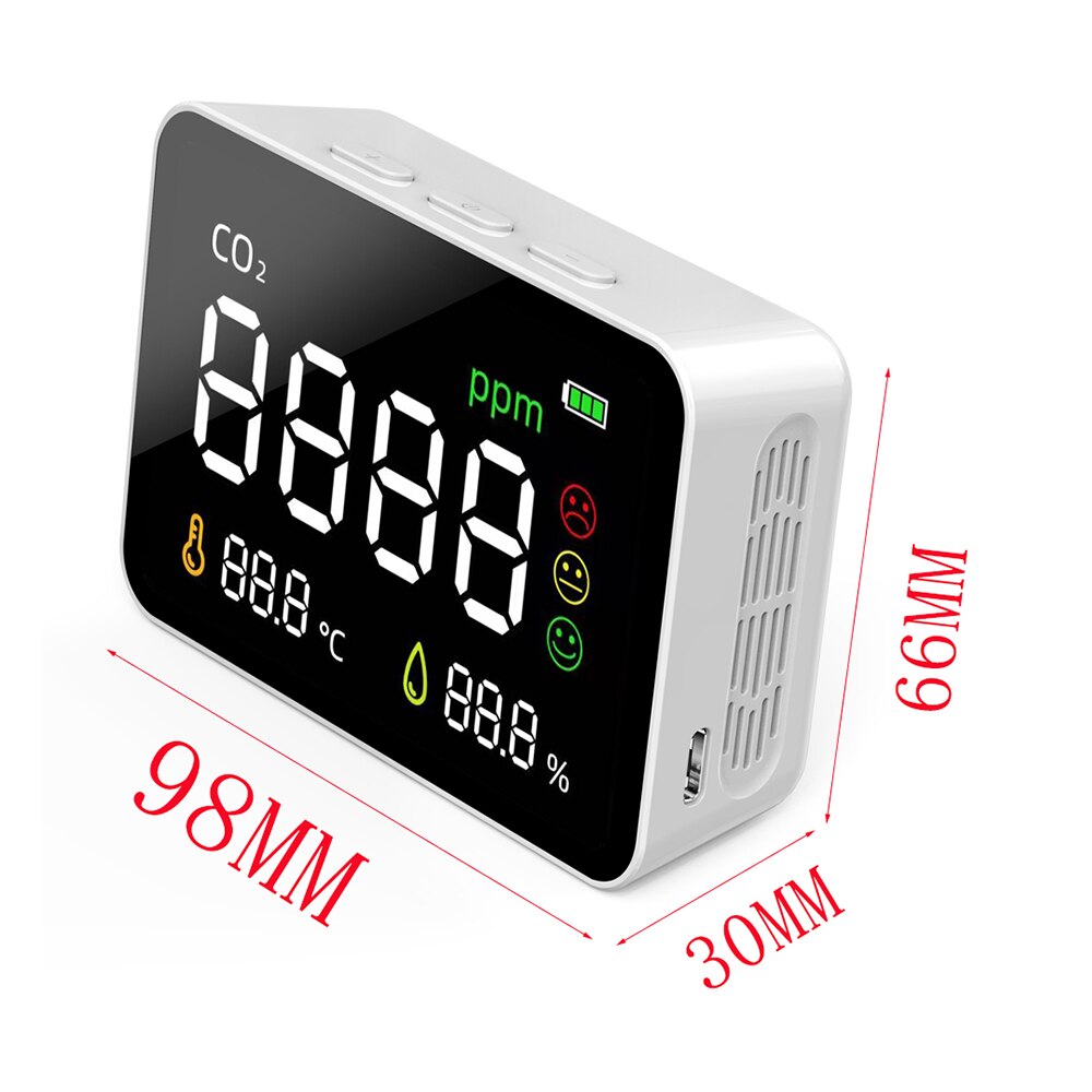 Large Screen Infrared Sensor 3 in 1 CO2 Gas Detector Air Monitor Digital Display Temperature Humidity Detector CO2 Meter Digital