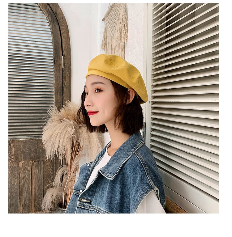 Fransk stil solid tilfeldig vintage damelue beret vanlig lue jenteull varme vinterbasker luehatter femme aldult caps