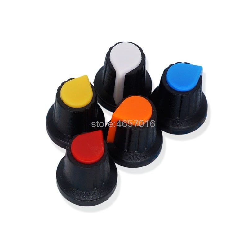 10 Pcs WH148 potentiometer Schakelaar Cap Plastic Knop Plum Handvat 15X17mm AG2 Handvat 6 MM ZWART ROOD GEEL ORANJE WIT