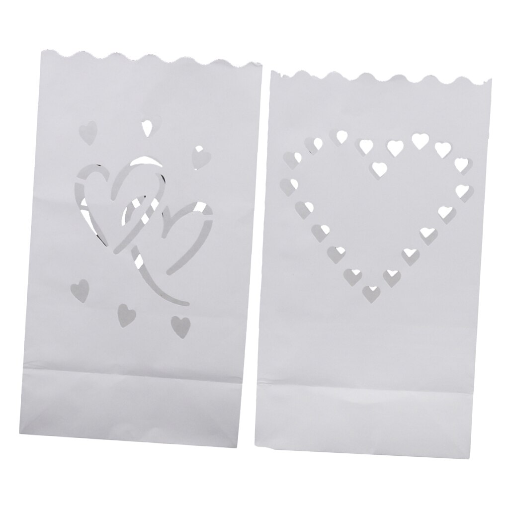 20 Pieces Heart Luminary Candle Lantern Bag Light Paper for Wedding Celebration