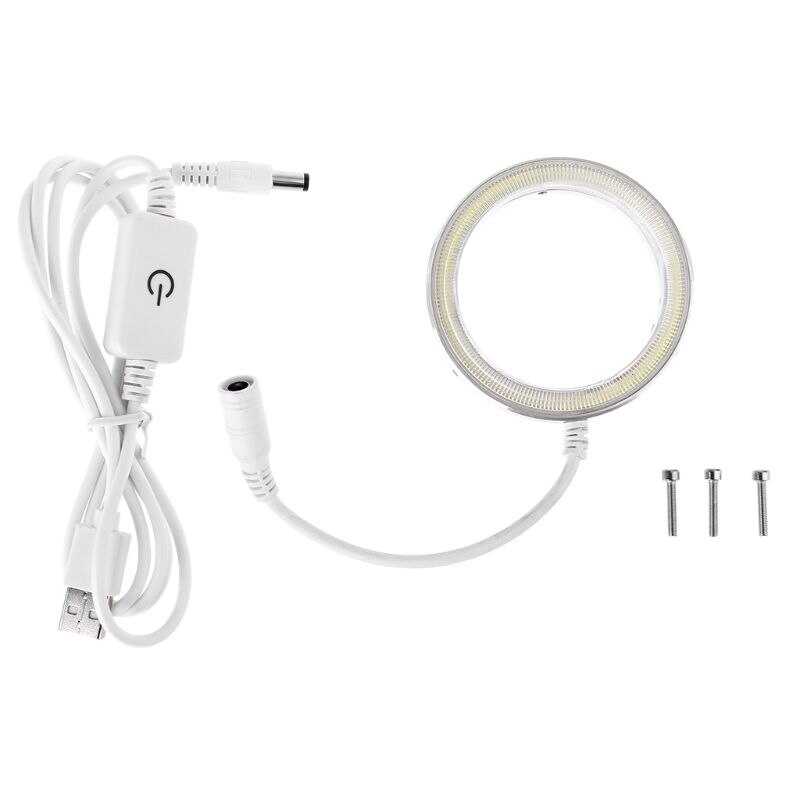 60 LED Ring Light for Microscope Brightness Adjustable STEREO ZOOM USB Plug Light Source Shadowless illuminator Lamp C7AD