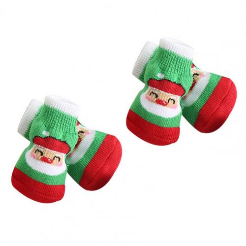 4 pezzi calzini per animali babbo natale alce modello antigraffio buona elasticità cani da compagnia gatti calzini corti per natale: verde / L
