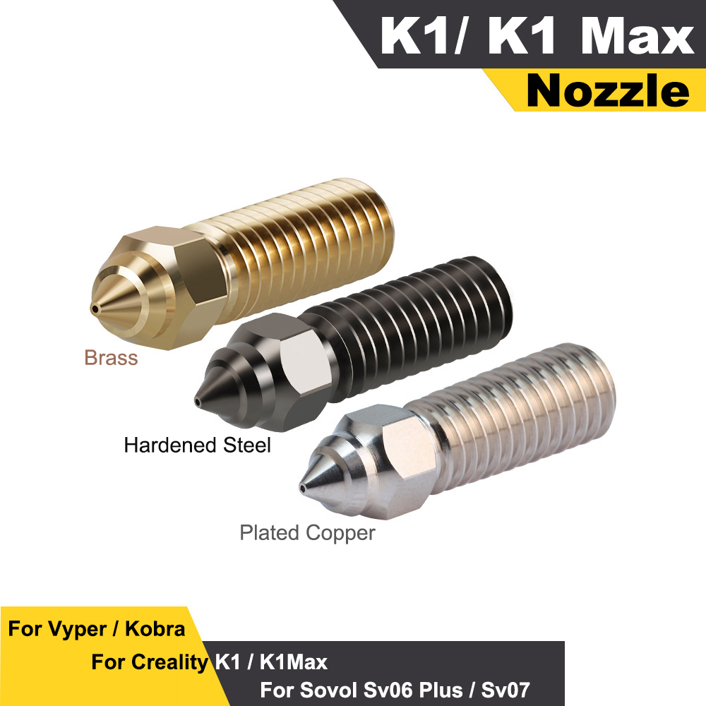 Volcano Hardened Steel Nozzle Plated Copper Nozzle Brass For Creality K1/K1Max / Anycubic Vyper/Kobra /Sovol Sv06 Plus /Sv07