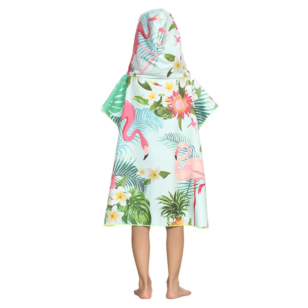 ED-Lumos Toalla de baño con Capucha para niño niña Poncho Playa Infantil Microfibra Albornoz 4-7 años Flamenco Azul