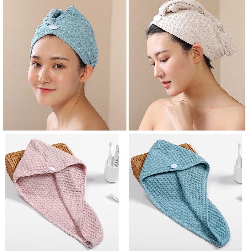 Toalla cuadrada para el pelo, gorro para el pelo de baño, turbante para secar pelo rizado, pelo largo y grueso, toalla para envolver el pelo, toalla para secar el pelo con gorro para secar el pelo