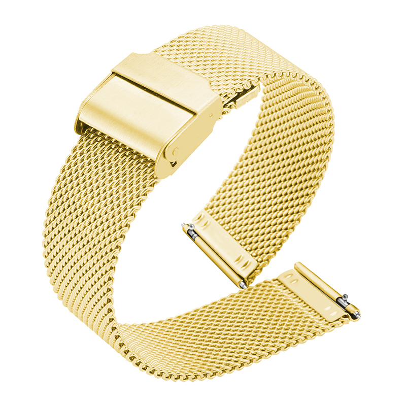 Correa de reloj de malla de 22mm para Huami Amazfit GTR 4 3 Pro 2 2e Bip 5 pulsera milanesa correa de muñeca para cierre GTR 47mm Pace Stratos: GOLD / 21mm