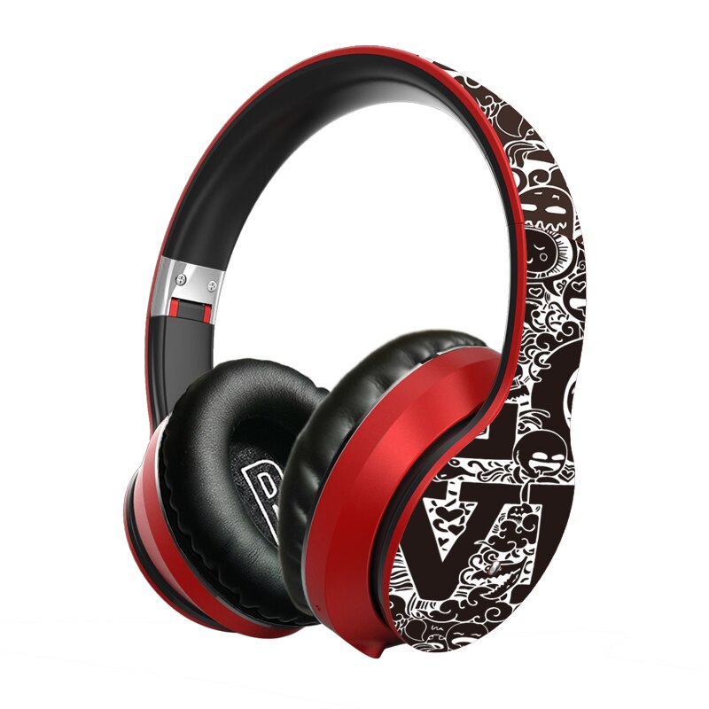 Kabelloser bluetooth 5.0 over-ear-kopfhörer mit graffiti-design, faltbar, mit mikrofon, hi-fi-stereo-sound für smartphone, pc und laptop