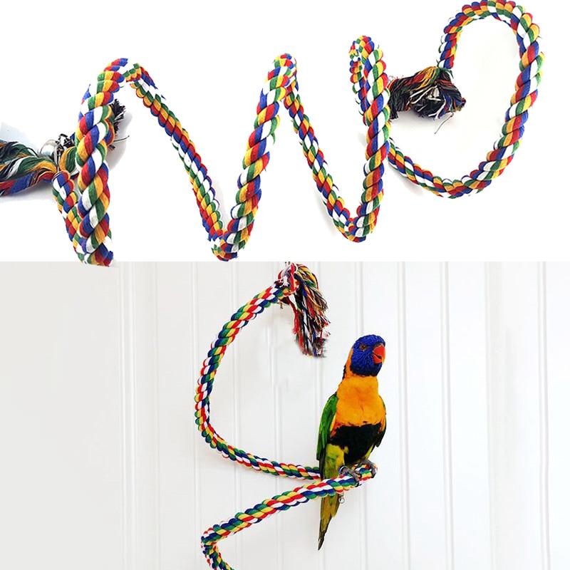 Soga para cotorra, juguete trenzado para loro, cuerda para masticar, jaula para pájaros, juguete para cacatúa, accesorios de entrenamiento de aves para mascotas, columpio, suministros de escalada
