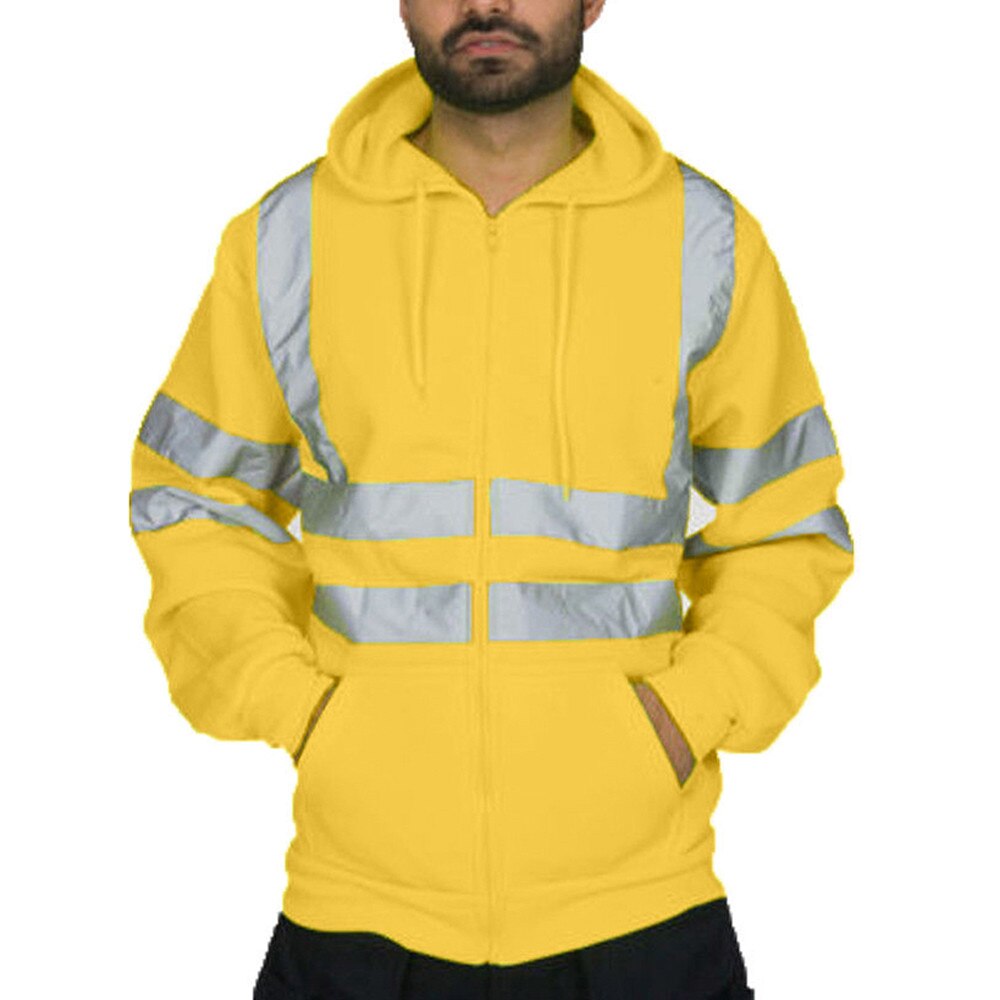 Hoodies mâle vêtements de sport à la hommes Sweatshirts travail routier haute visibilité pull à manches longues hauts Blouse vêtements hommes 9.20: YE / XXXL