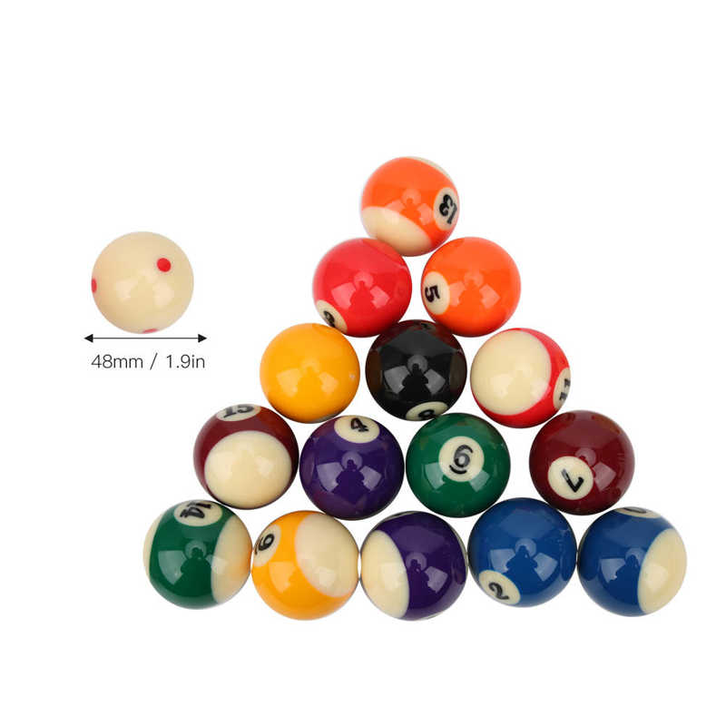 16Pcs 48mm Billiard Balls Set Gloss Resin Bright Colors American Pool Table Balls