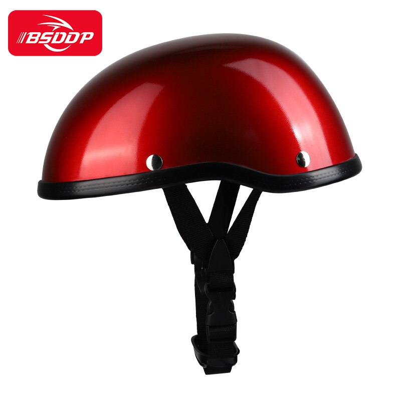 Casco RETRO para motocicleta, protector de cara abierta para Scooter, Motocross, Kask: Rojo