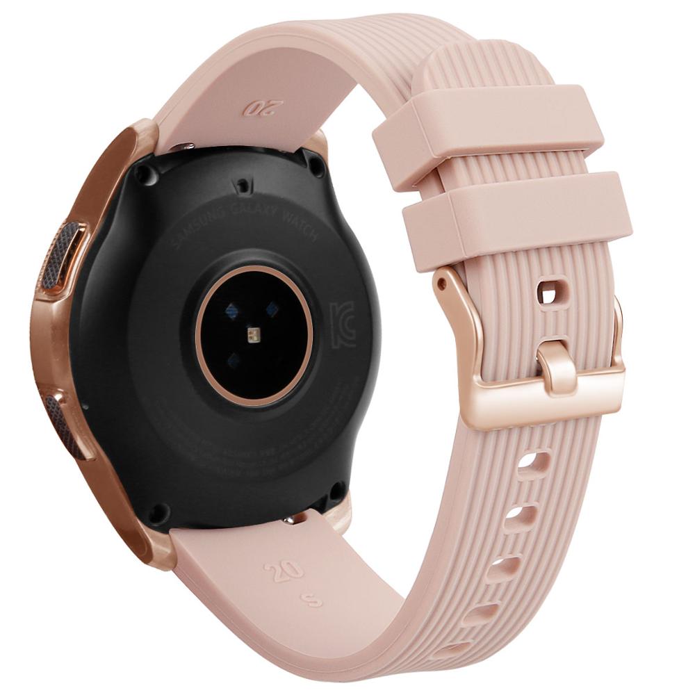 Bracelet en Silicone pour montre, Samsung Galaxy Watch, 42mm Active 2, 44mm, 40mm, en caoutchouc, rechange, Bracelet à boucle dorée