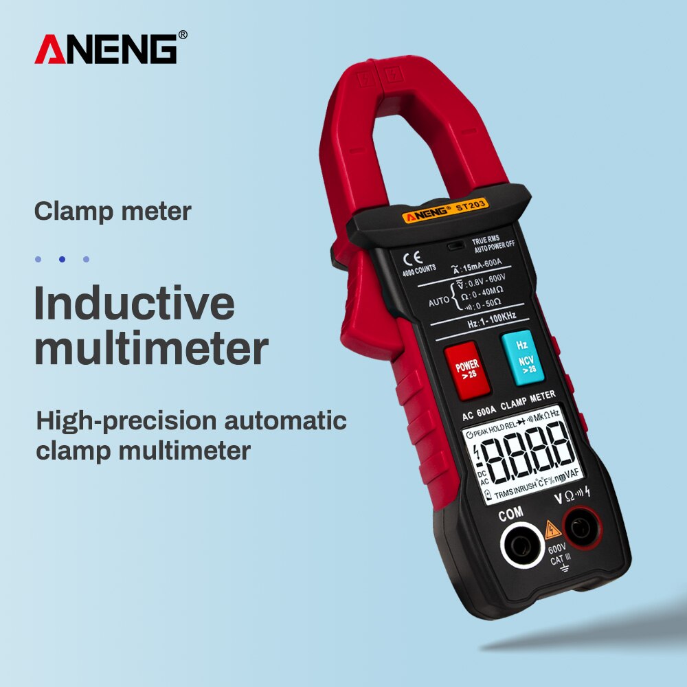 ANENG ST203 4000 Counts Full Range True RMS Digital Multimeter Clamp Meter AC/DC Voltage NCV Resistance Auto Range Flashlight