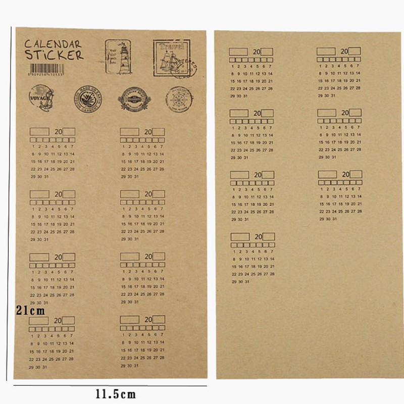 Autocollant en 2 pièces pour carnet de notes | Étiquette Index mensuel, pour planificateur, accessoires feuille de Slip, papier Kraft,: Default Title