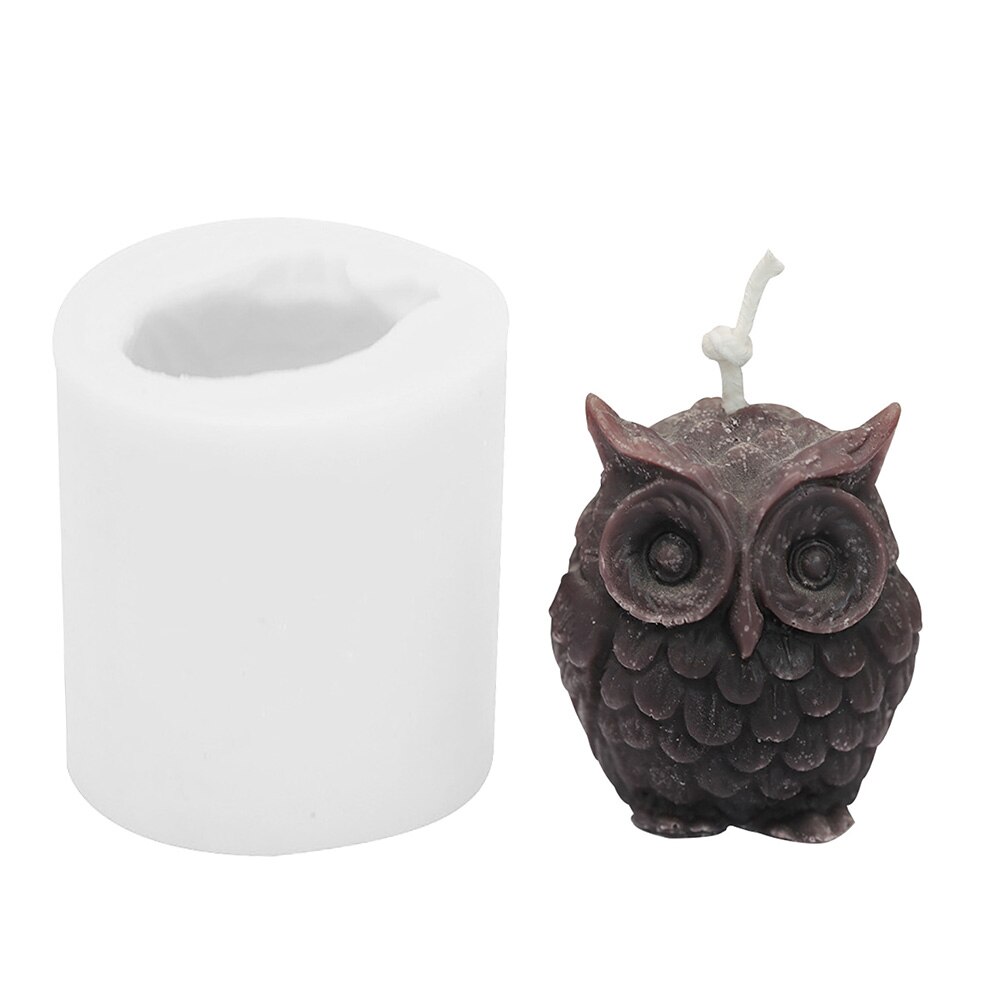 Stampo per candele in silicone gufo 3D per candele stampi in resina fatti a mano fai-da-te per stampi in cera per gesso forniture per sapone stampo per torta fondente: bianca