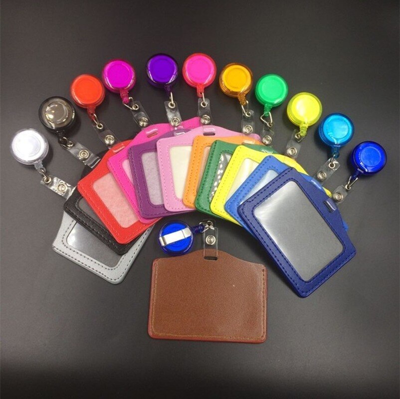 Business Badge Transparent Card Holder Bag PU Women Employee Transparent Card Cover Student PU Leather ID Name Card Holder Bags