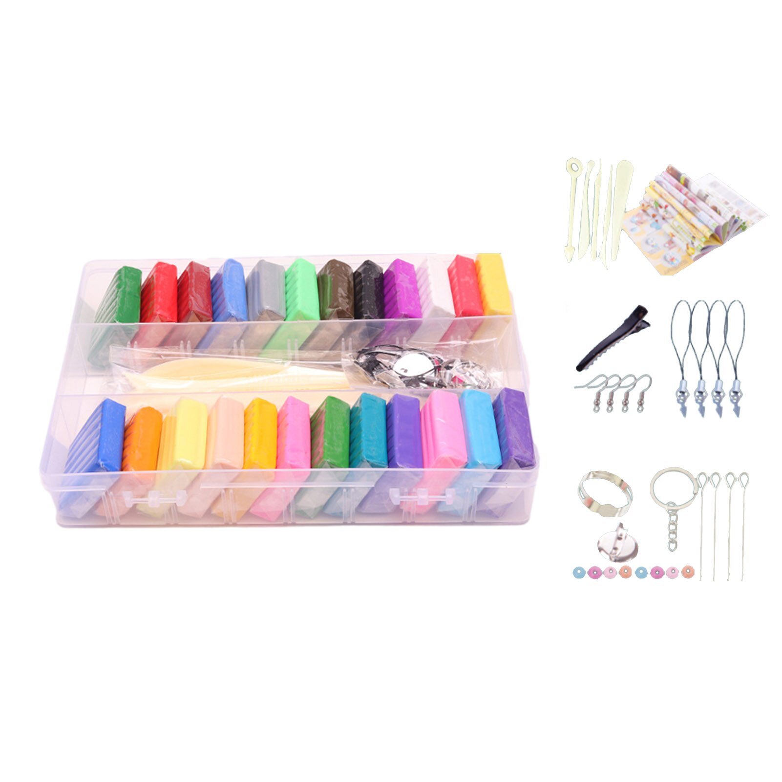 Polymer Clay Modeling Kit DIY Oven Bake Clay With Sculpting Tools Conducive To Imagination Creativity Brighter Strong Plasticity: 24 colors