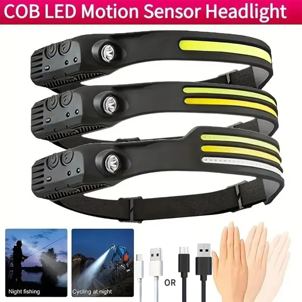 COB LED-sensorkoplamp Inductiezaklamp Ingebouwde batterij USB Oplaadbaar Waterdicht Kamperen Vissen Buitenlantaarn Zaklamp