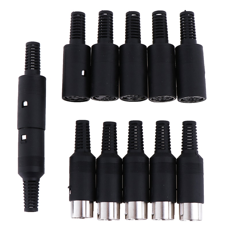 1pc hann/hun din plug socket-kontakt 3/4/5/6/7/8- pins chassiskabelmontering chassiskabelfeste med plasthåndtak
