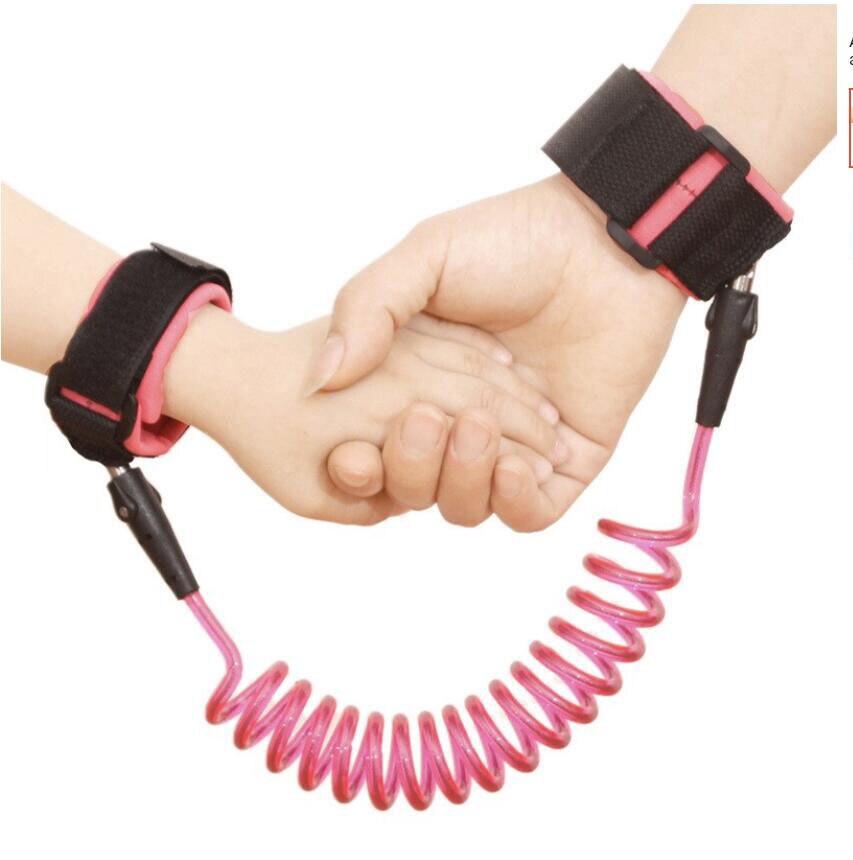 1.5M Kids Safety Harness Adjustable Children Leash Anti-lost Wrist Link Traction Rope Baby Walker Wristband Kids Lock Kids Lock: Pink