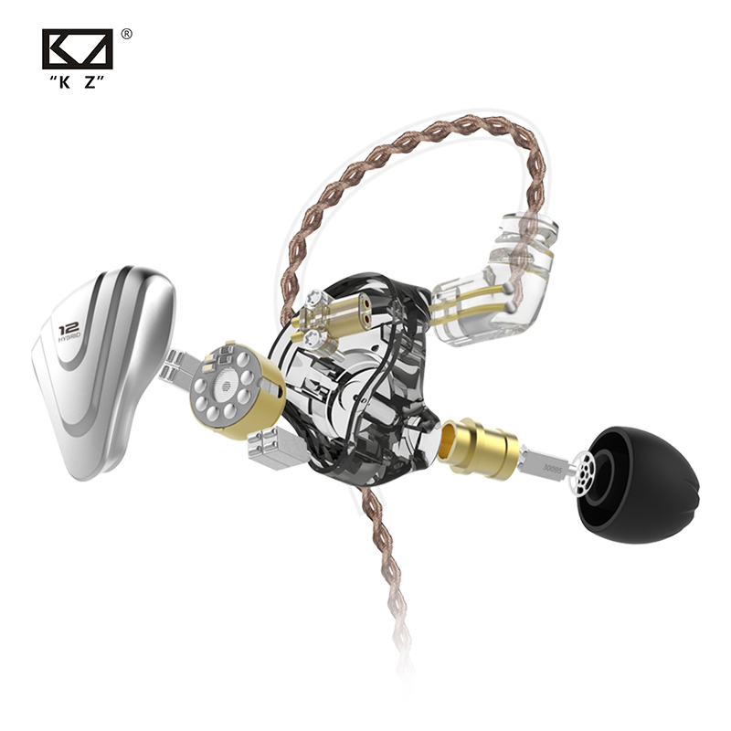 KZ – Auriculares metálicos intrauditivos con cancelación de ruido, audífonos internos híbridos 5BA + 1DD con 12 conductores, graves HIFI, ZSX Terminator