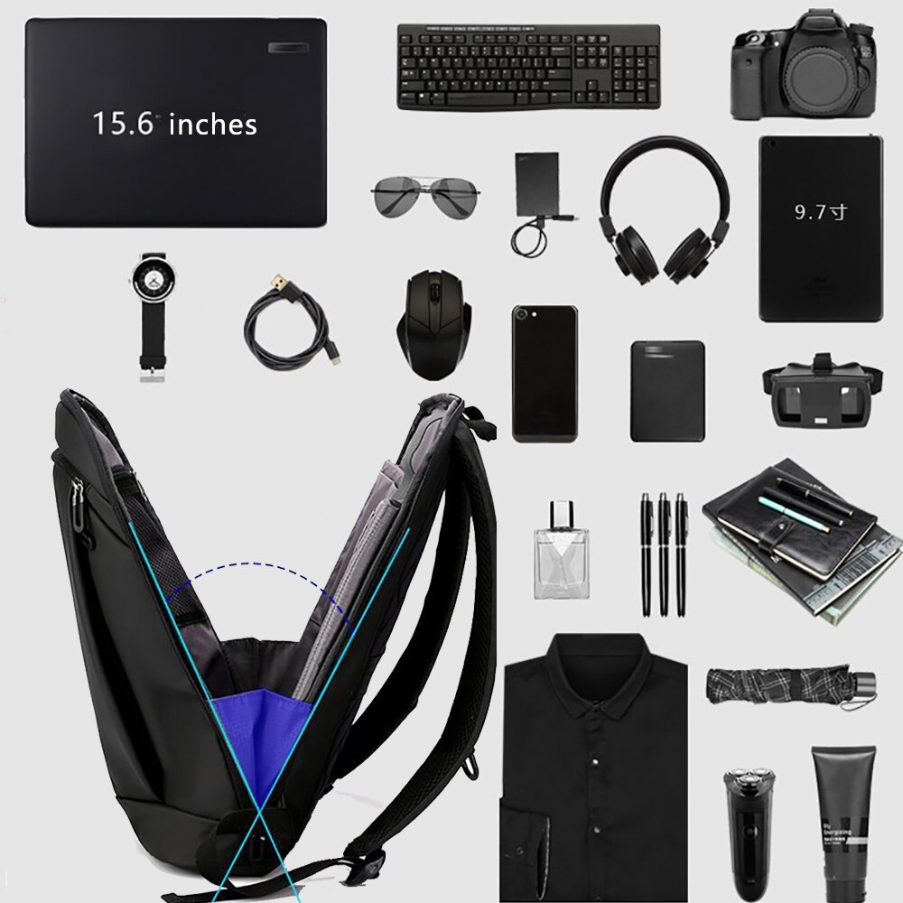 Lett bærbar ryggsekk menn 15.6 tommer kontorarbeid kvinner ryggsekker business bag unisex svart ryggsekk slim ryggsekk