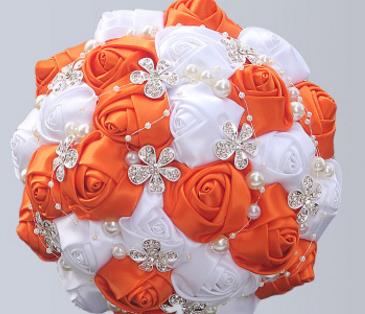 Wedding bouquets flowers artificial flower rose bouquet white bridal bouquets Beautiful Wedding Bouquet Gorgeous Beaded Cry: Photo Color