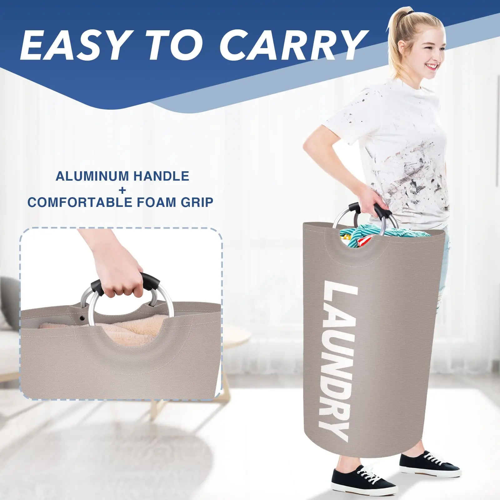 Grote Wasmand 115l Opvouwbare Waszak Met Comfortabele Handgreep Opvouwbare Wasmand Vuile Kleding Opbergbak