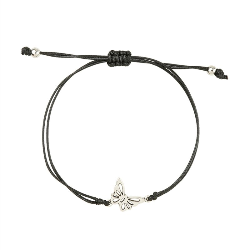 2 pçs/pçs/set correspondência pulseiras oco borboleta charme corda de mão para casal mãe filha cordão ajustável presente significativo
