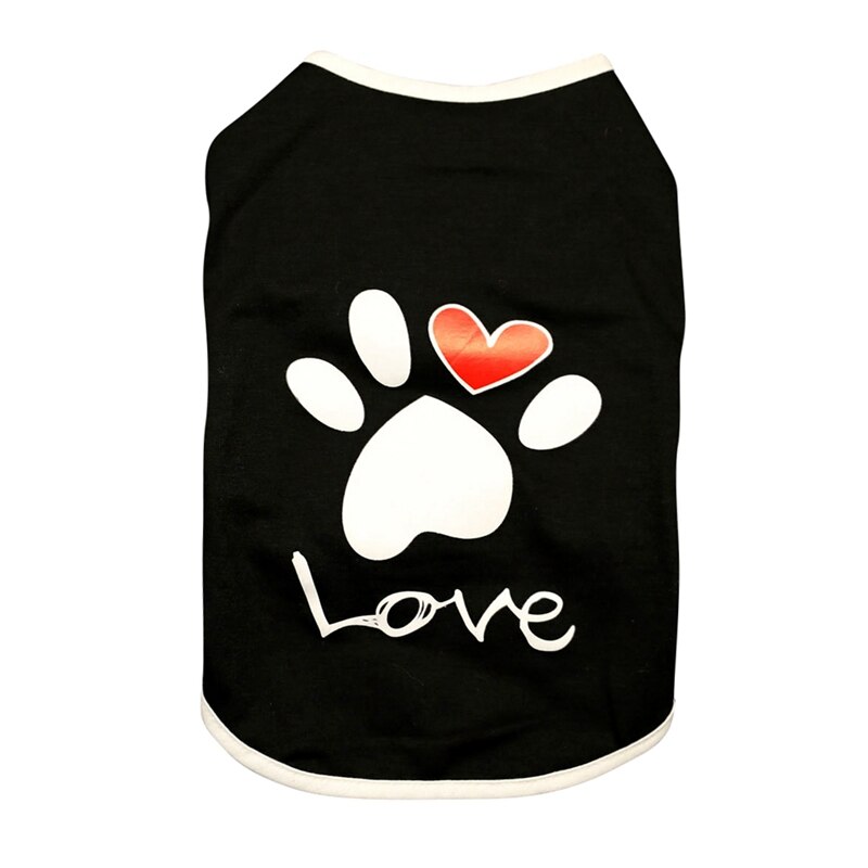 Sommer bomuldsvest t-shirt hund kat hunde tøj med pote trykt hjerte kærlighed frakke kæledyr hvalp sommer tøj tøj: B / M