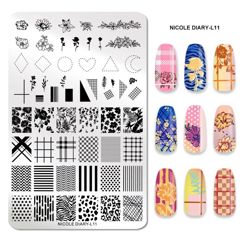 NICOLE DAGBOEK Halloween Serie Nail Stempelen Platen Rose Bloemen Nail Art DIY Nail Image Plate Printing Stencil Accessoires Tool: ND-L11