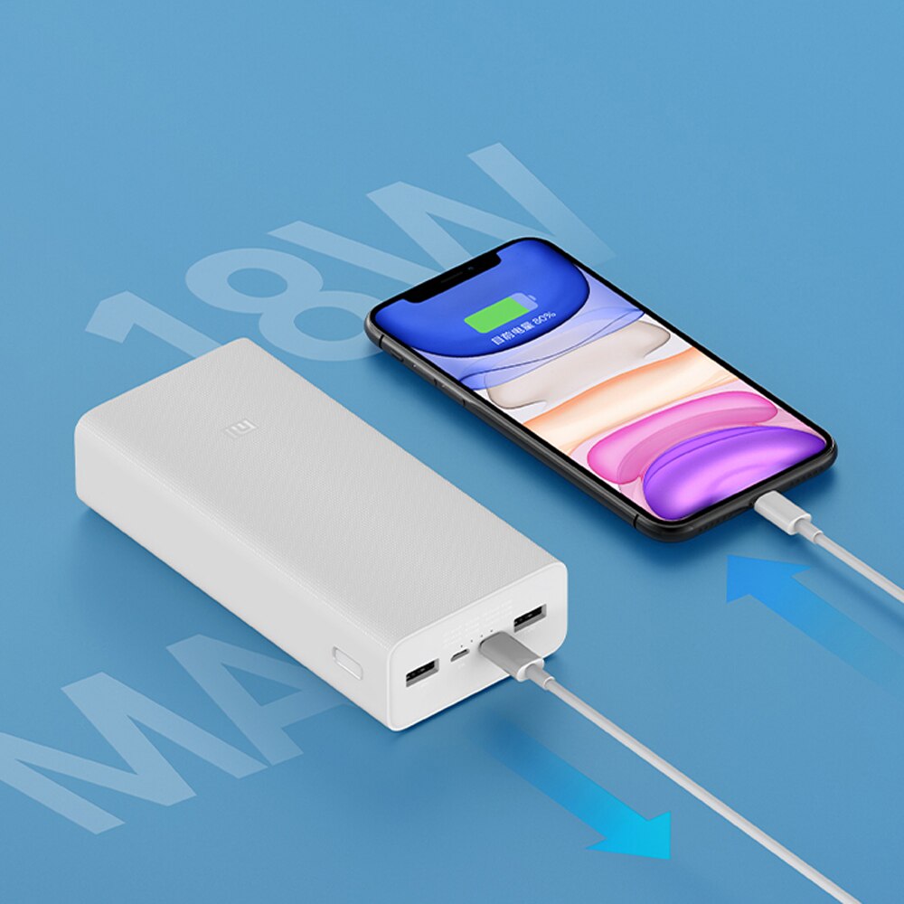 Batería externa Original Xiaomi Mi 3 PB3018ZM 30000 mAh 18W cargador rápido bidireccional tipo C 30000 mAh carga rápida para iPhone Samsung
