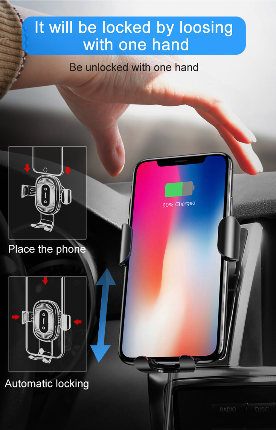 Wireless Charger for iPhone X 8 Plus 10W Wireless Charging for Samsung Galaxy S8 S9 S7 Edge Qi USB Wireless Charger Car Mount