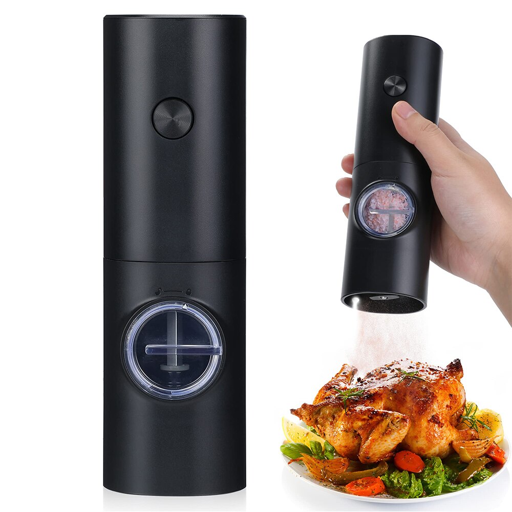 Elektrisk salt- og pepperkvern med justerbar grovhet, påfyllbar kvern, batteridrevet kjøkkenautomatikk
