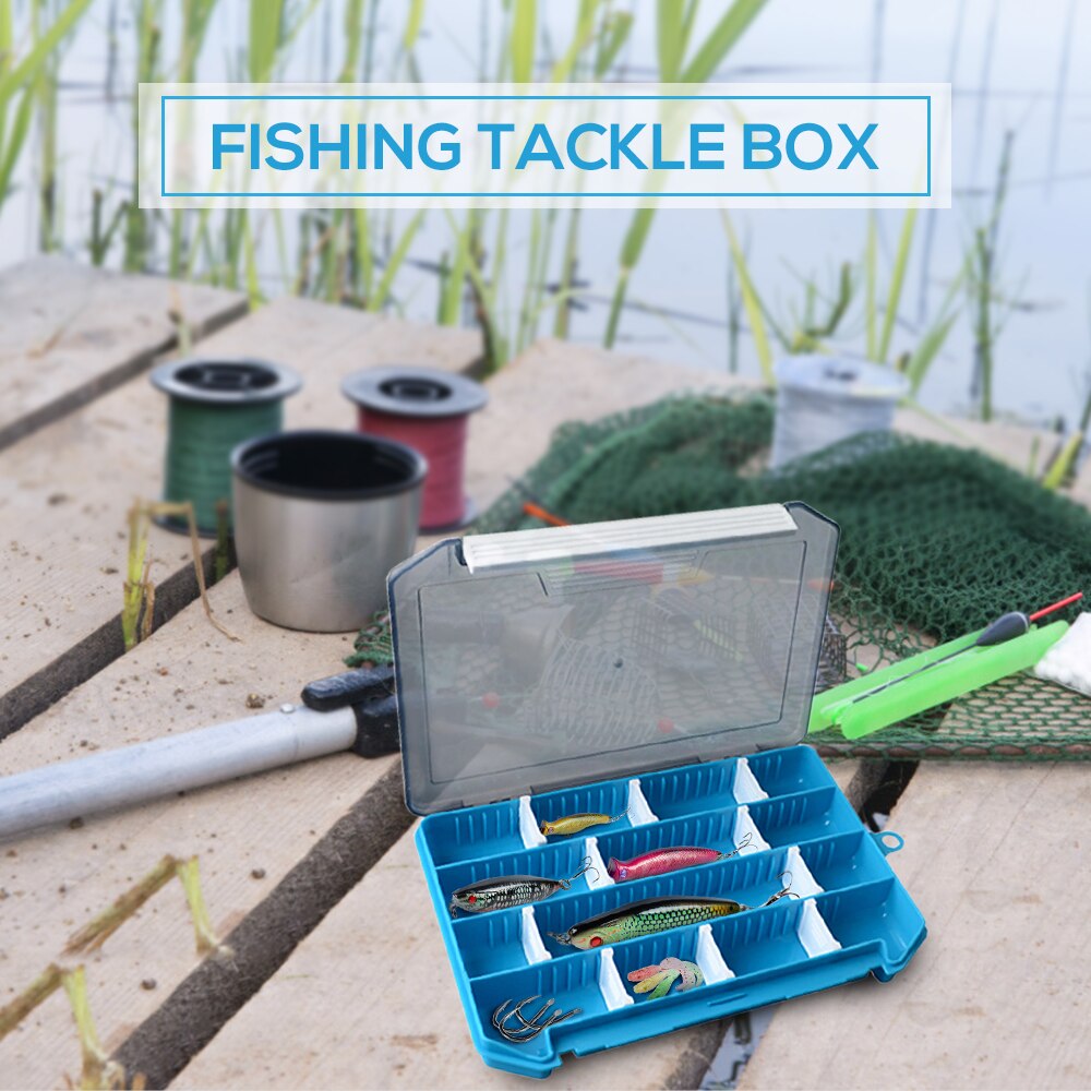 Caixa de equipamento de pesca bandejas de armazenamento com divisores removíveis iscas de pesca ganchos acessórios organizador de armazenamento equipamento de pesca