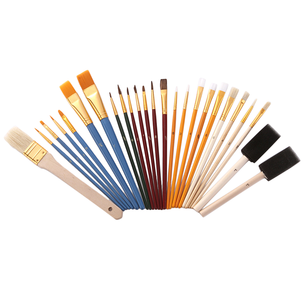 25 Artists Paint Brushes Set Foam Brush for fine art &amp; craft works