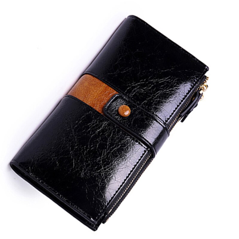 Dames portemonnee met hoge capaciteit, lange pu leren portemonnee, dames portemonnee met dubbele rits, clutch, portemonnee voor dames, polsbandje: Een -3