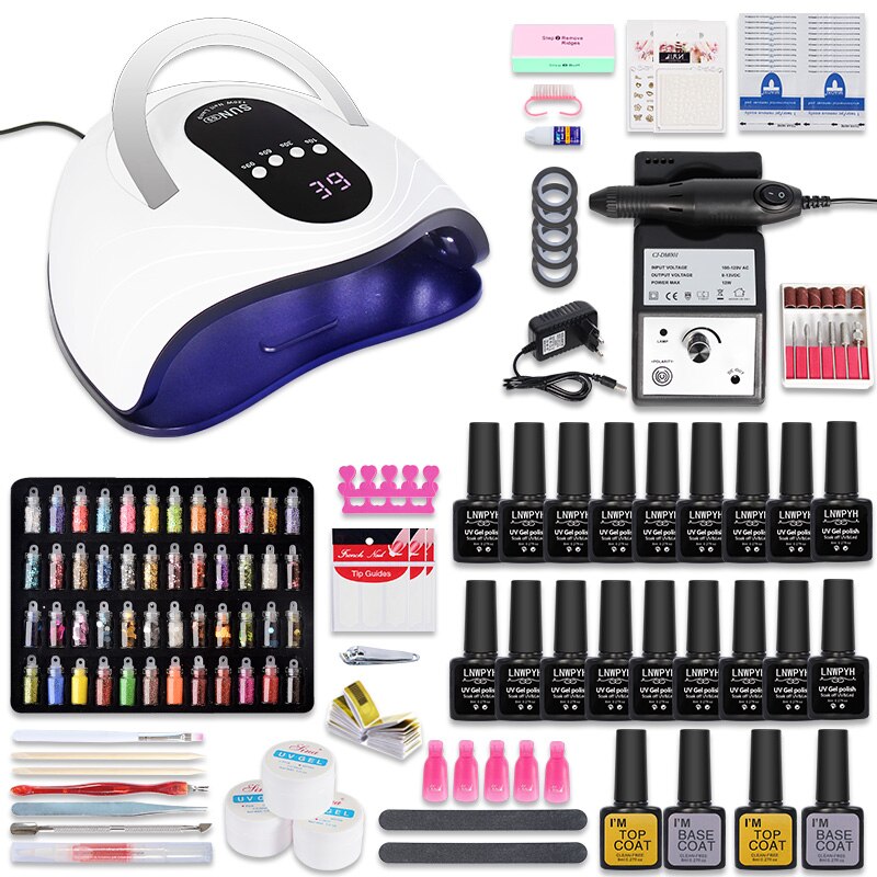 Manicure Set 18/12 Kleuren Nagellak Met Nail Boor Machine Nail Lamp Acryl Kit Nail Art Gereedschap Nail Art Decoraties nail Set