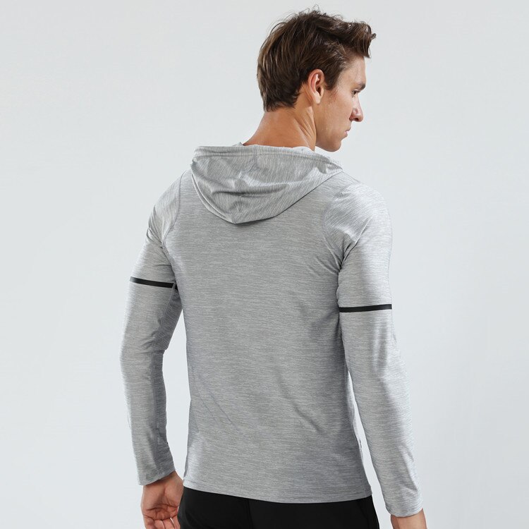 Herbst Winter Lauf Hemden Männer Sport Langarm Hoodies Sweatshirt Hoodies schlank passen Männlichen Fitnessstudio Ausbildung zur Seite fahren T-Shirt