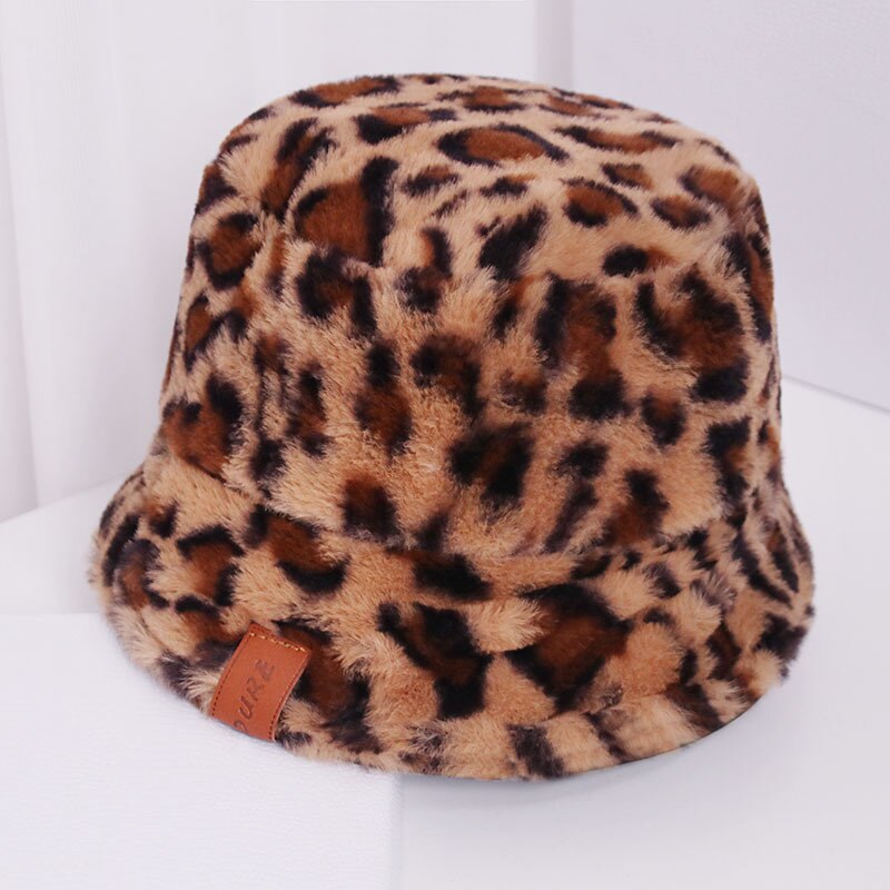 Kasjmier Als Emmer Hoeden Vrouwelijke Mode Luipaard Koreaanse Stijl Warm Street Style Trend Alle-Match Winddicht Visser Panama Cap: Leopard A