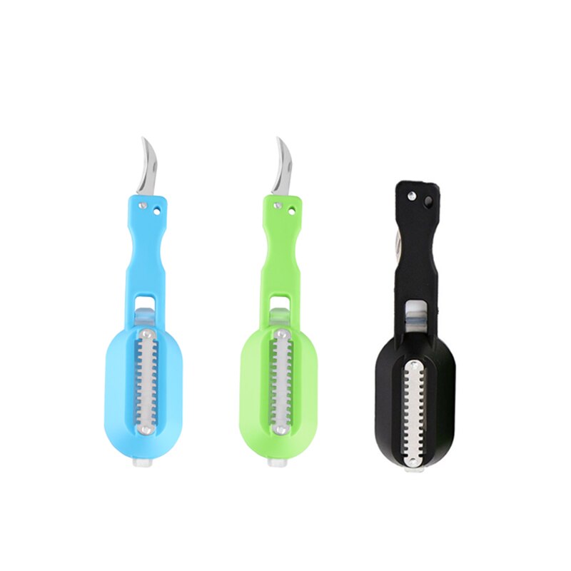 2 In 1 Plastic Fishing Scale Brush Built-in Fish Cutter Fish Skin Brush Scraping Fast Remove Fish Knife Cleaning Scaler Scraper