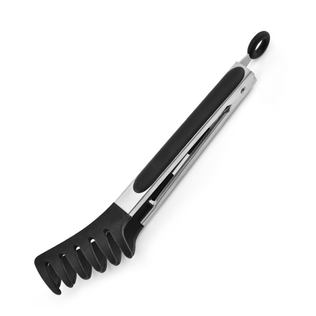 Pince à nouilles en Nylon et Silicone, 9 pouces, pinces à Spaghetti, poignée en acier inoxydable, ustensiles de cuisine, accessoires de cuisine: Black