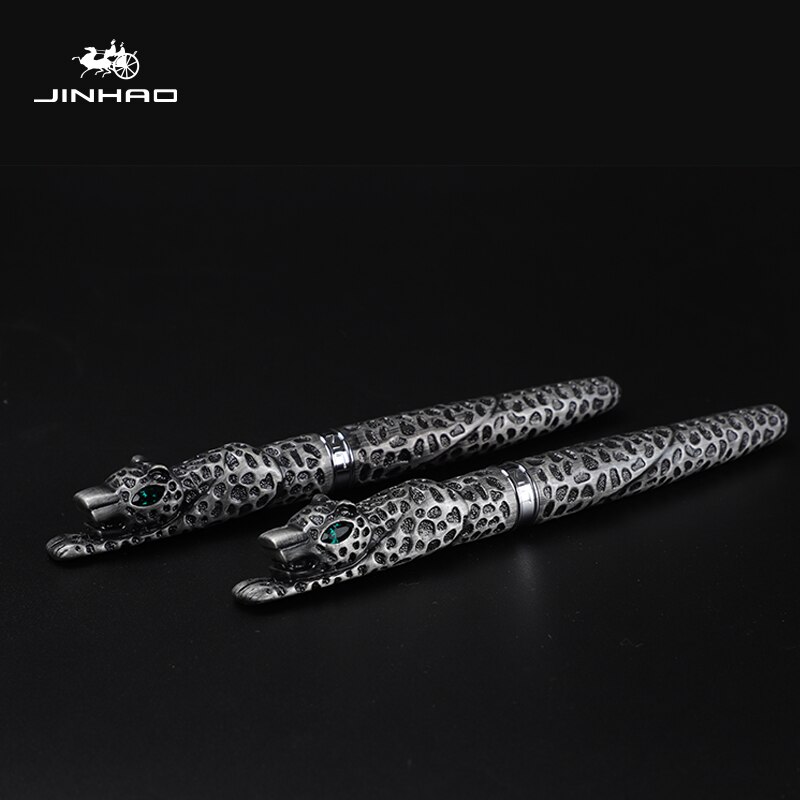 Jinhao Snow Leopard Silver Metal Fountain Pen Ink Pen Converter Filler Medium Nib Stationery Office school supplies Writing