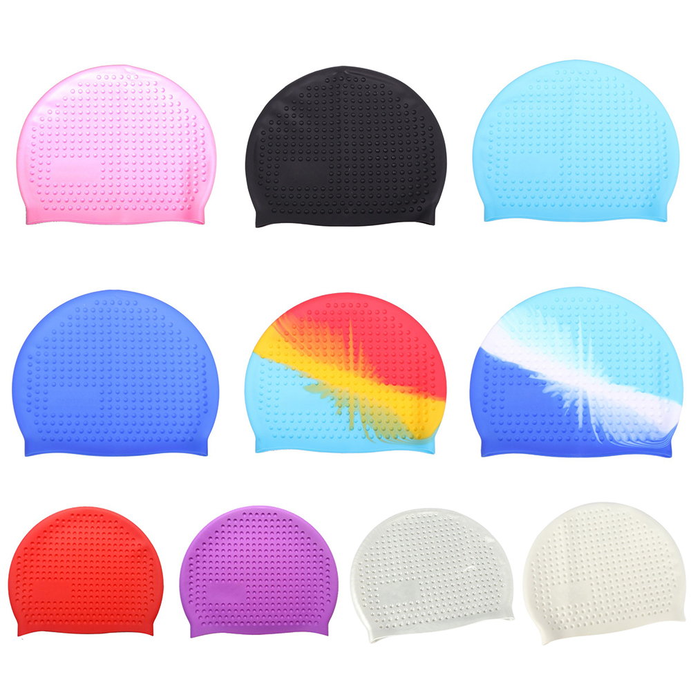 Large Swimming Cap Waterproof Silicone Swim Pool Bathing Caps Hat Long Hair Ear Protection Water Bubble Cap Women Men badmuts