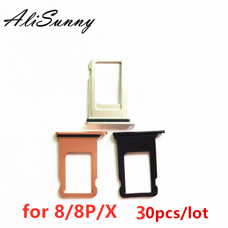 AliSunny 30pcs SIM Card Tray Holder Slot for iPhone 8 Plus X 8P 8G SIM Card Adapter Waterproof Seal Replacement Parts